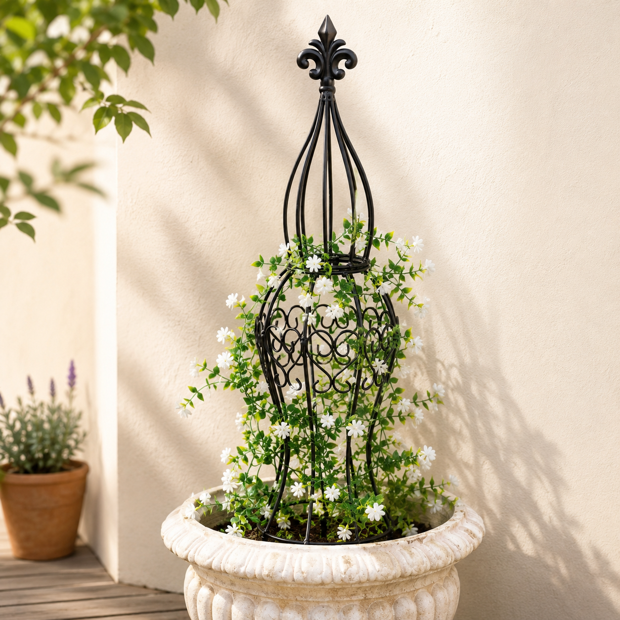29.5" Black Metal Garden Obelisk Trellis for Climbing Plants, Roses & Vines