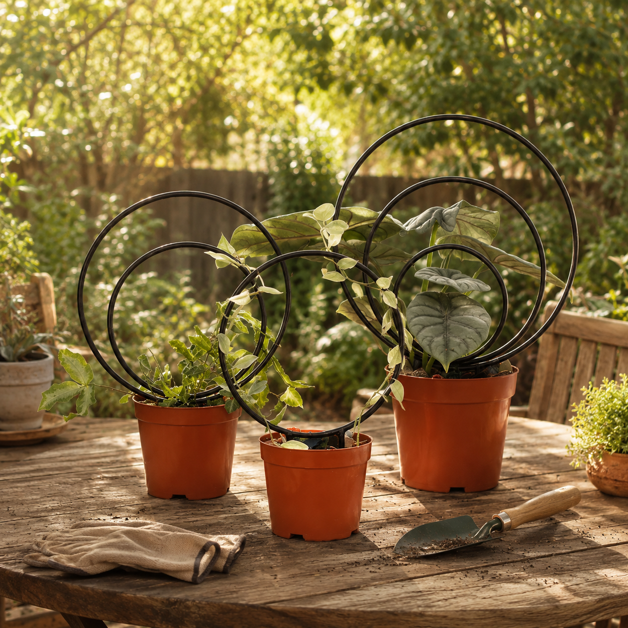 3-Size Round Plant Trellis Set for Climbing Plants