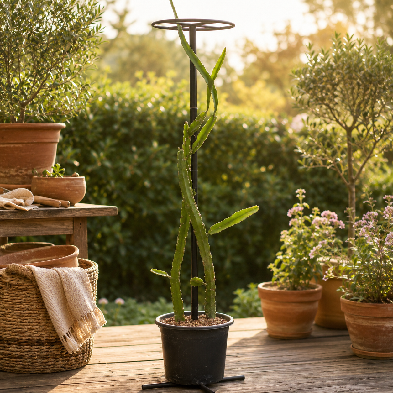 Metal Dragon Fruit Trellis for Potted Plants