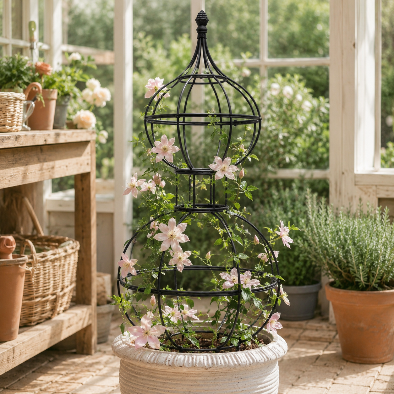 Decorative Iron Garden Trellis for Roses and Vines