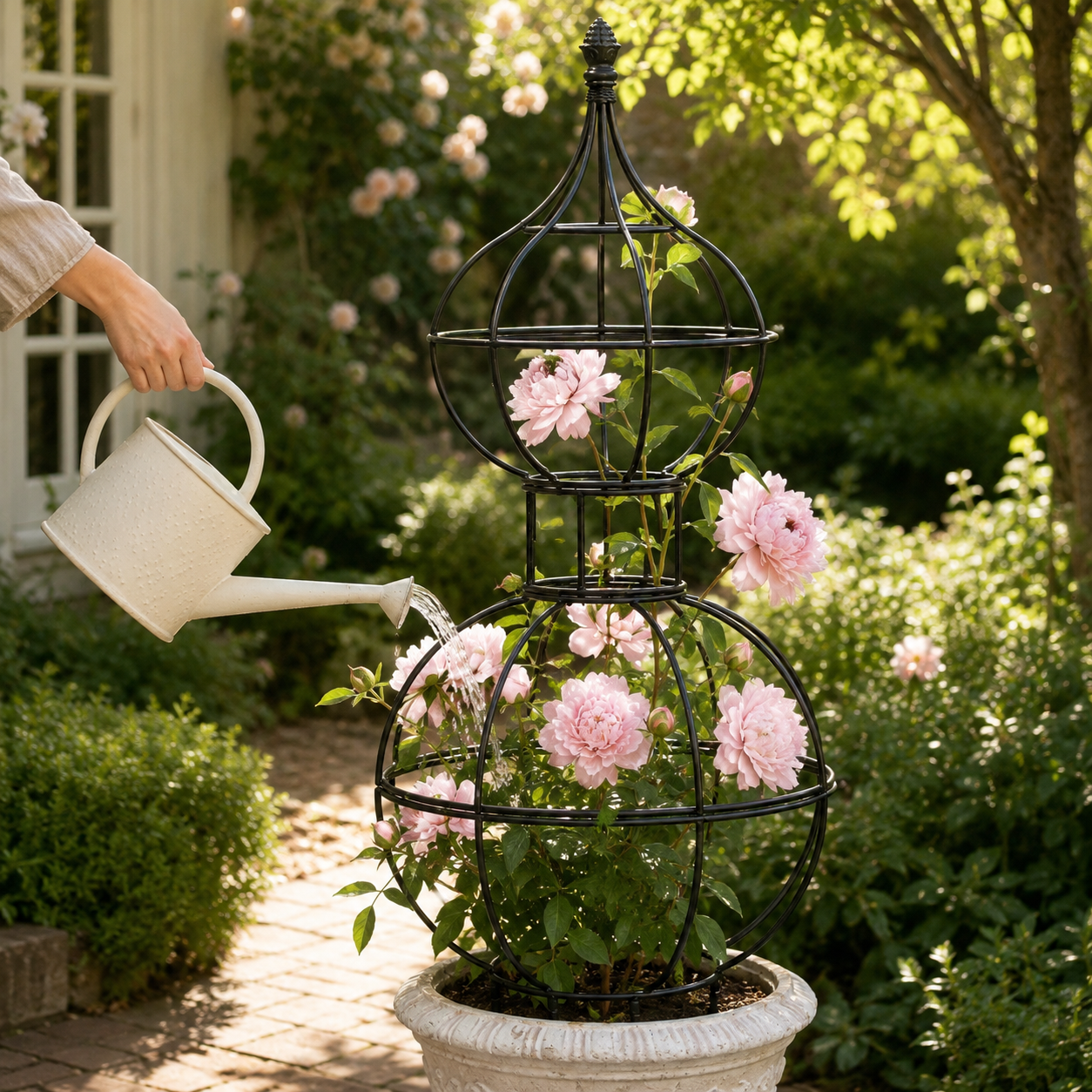 Decorative Iron Garden Trellis for Roses and Vines