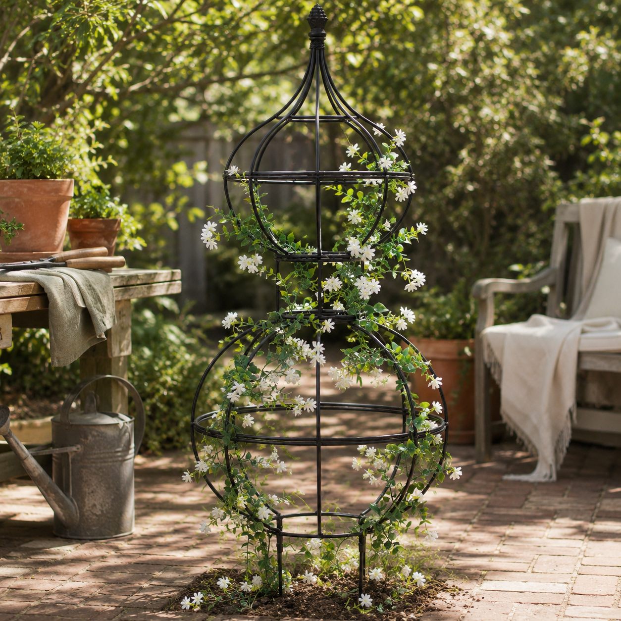 Decorative Iron Garden Trellis for Roses and Vines