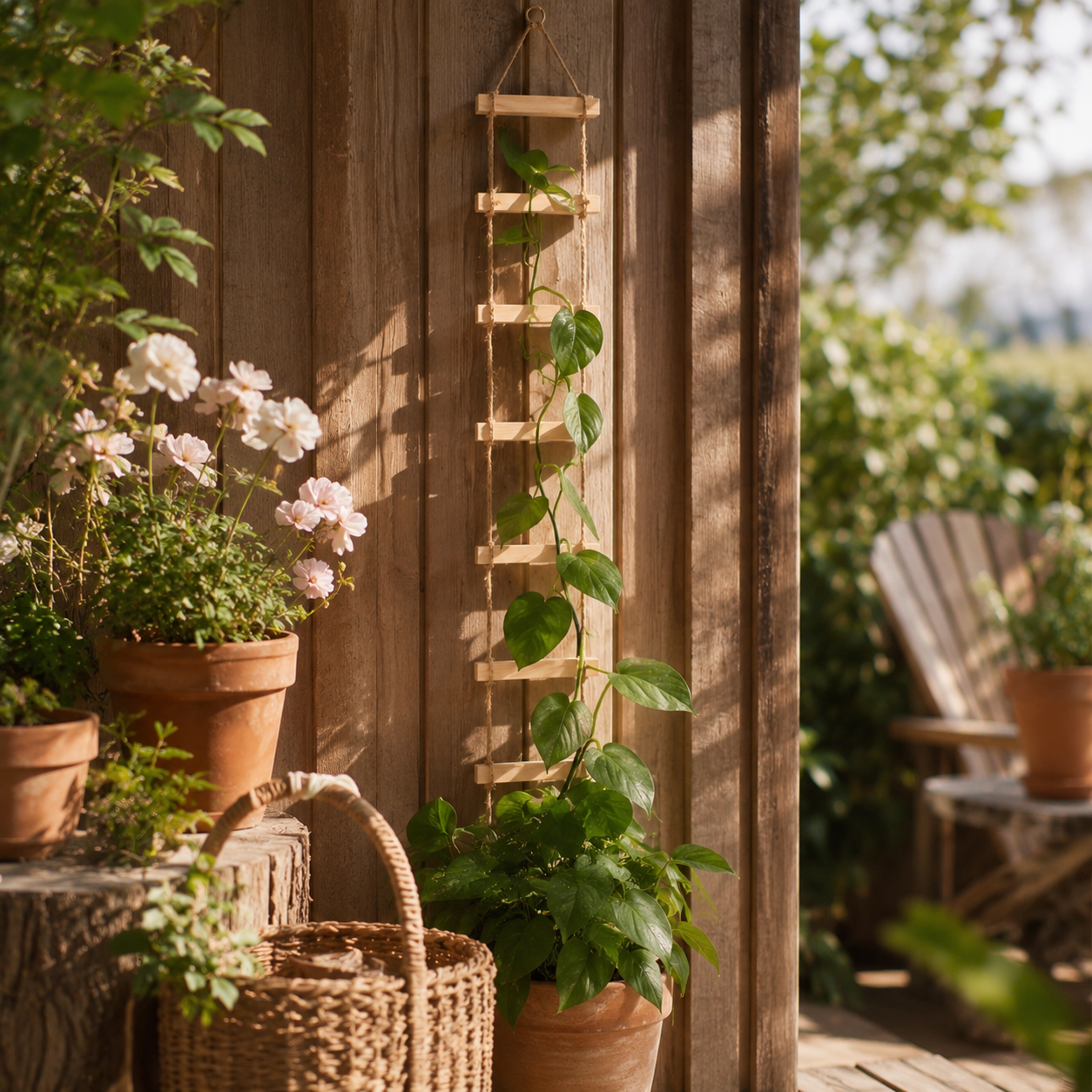 Brown Hanging Iron Trellis for Climbing Plants