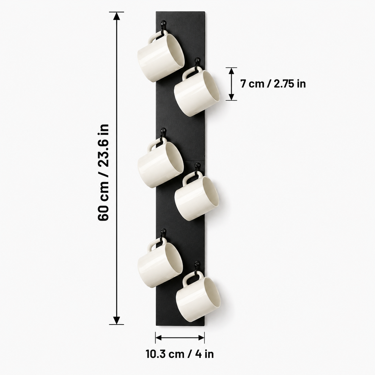 Wall Mounted Coffee Mug Rack with 6 Hooks