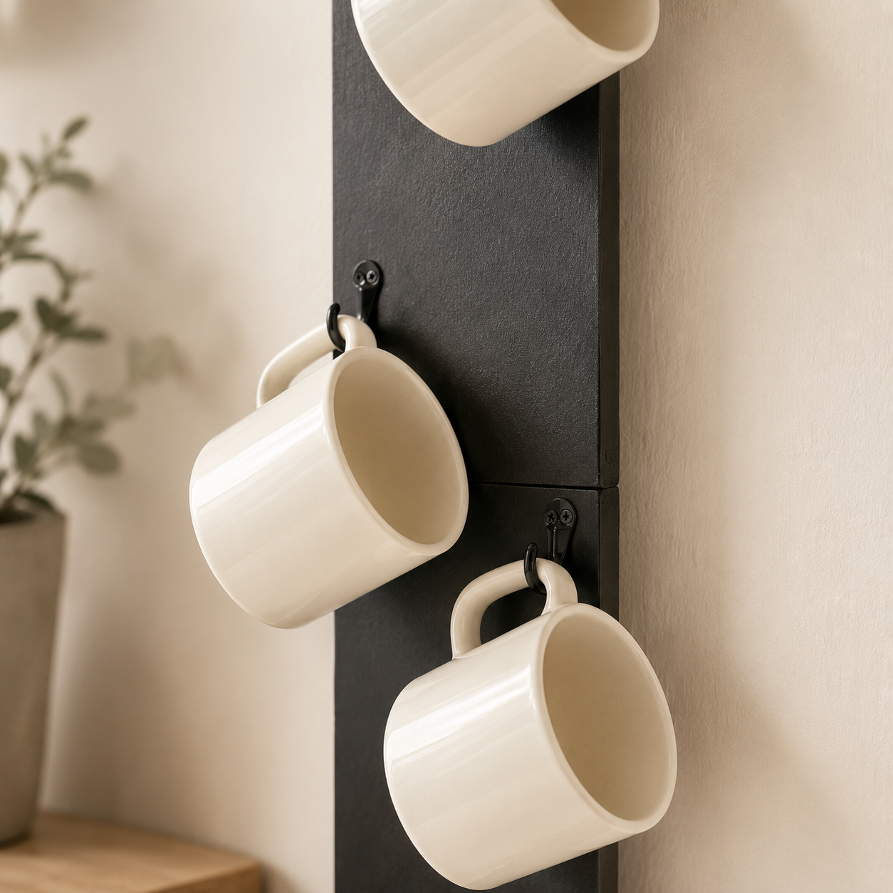 Wall Mounted Coffee Mug Rack with 6 Hooks