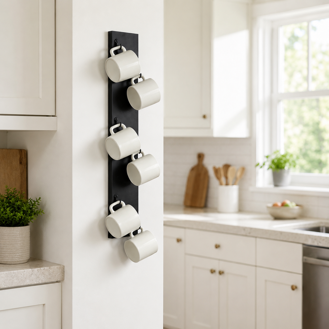 Wall Mounted Coffee Mug Rack with 6 Hooks