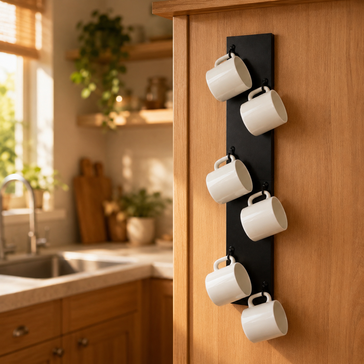 Wall Mounted Coffee Mug Rack with 6 Hooks