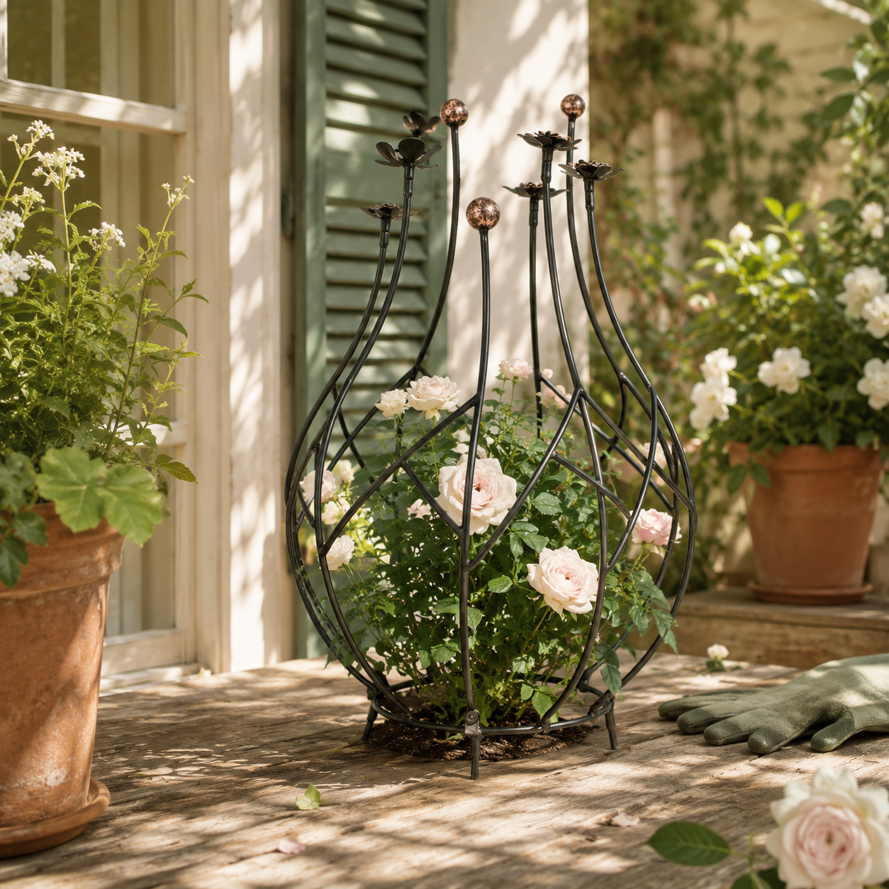 Metal Flower Support Cage for Patio Planters