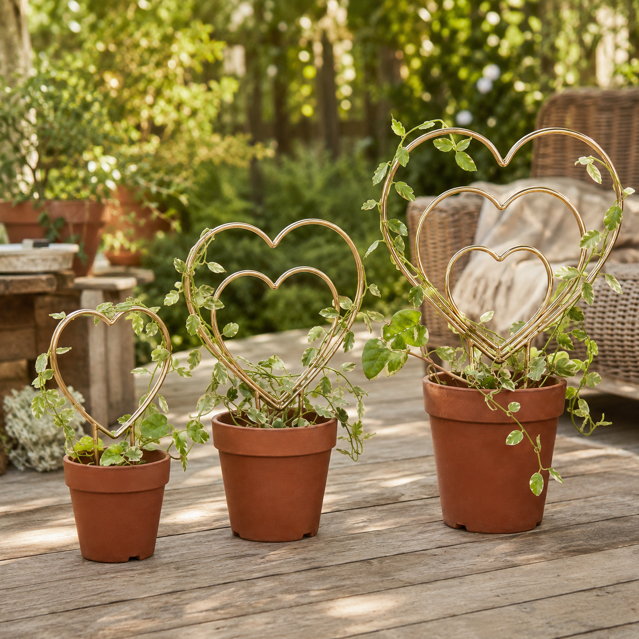Gold Heart Indoor Plant Trellis Set of 3
