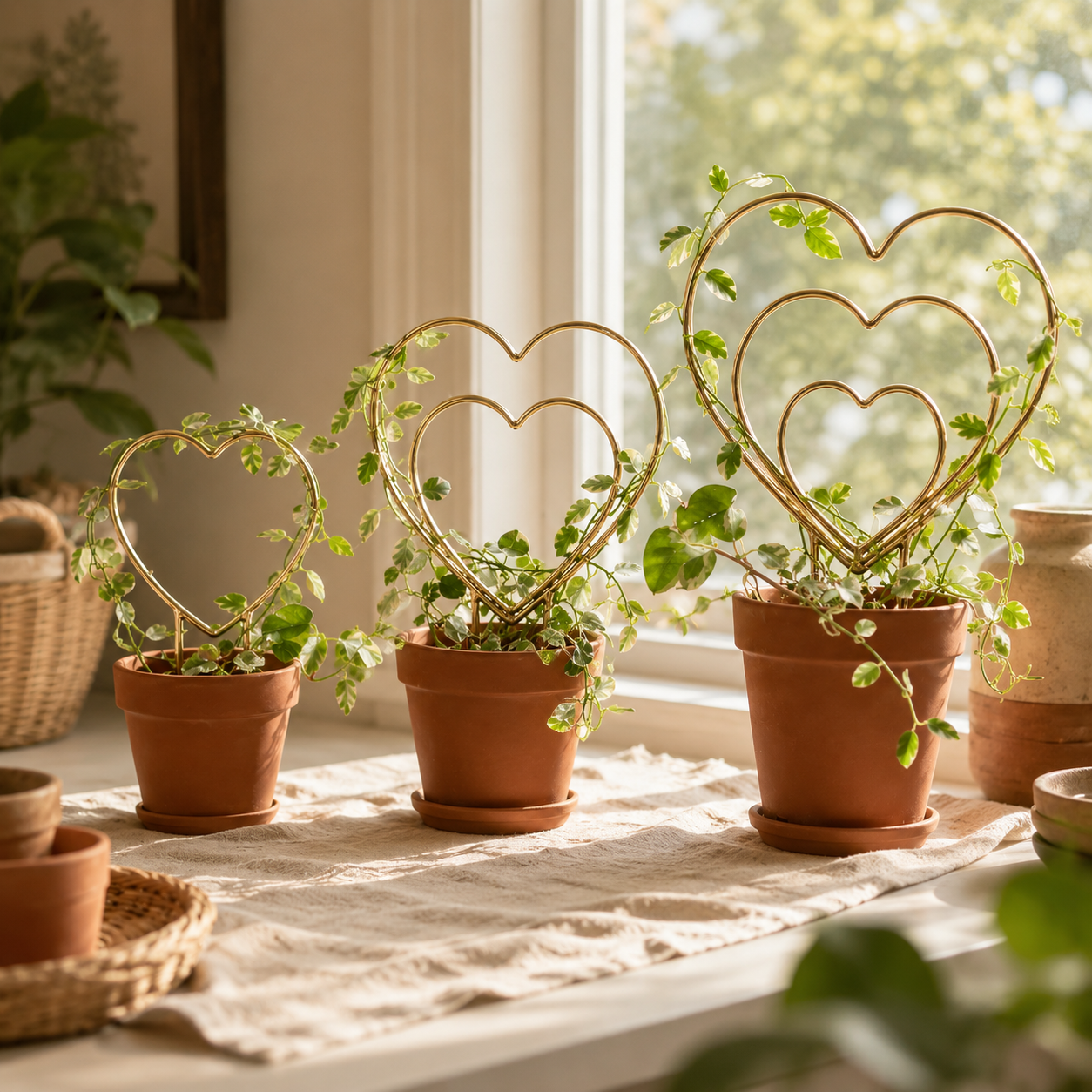 Gold Heart Indoor Plant Trellis Set of 3
