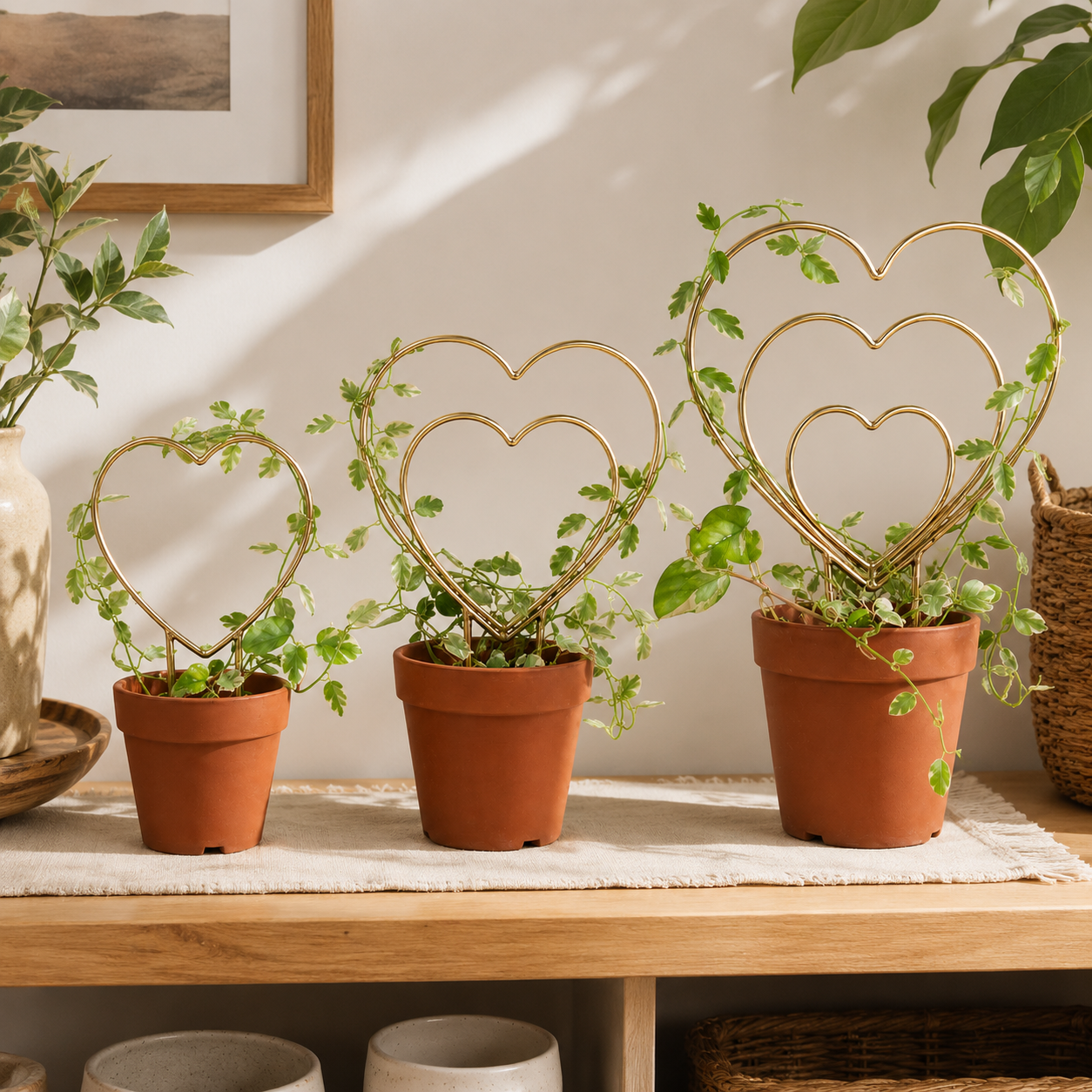 Gold Heart Indoor Plant Trellis Set of 3