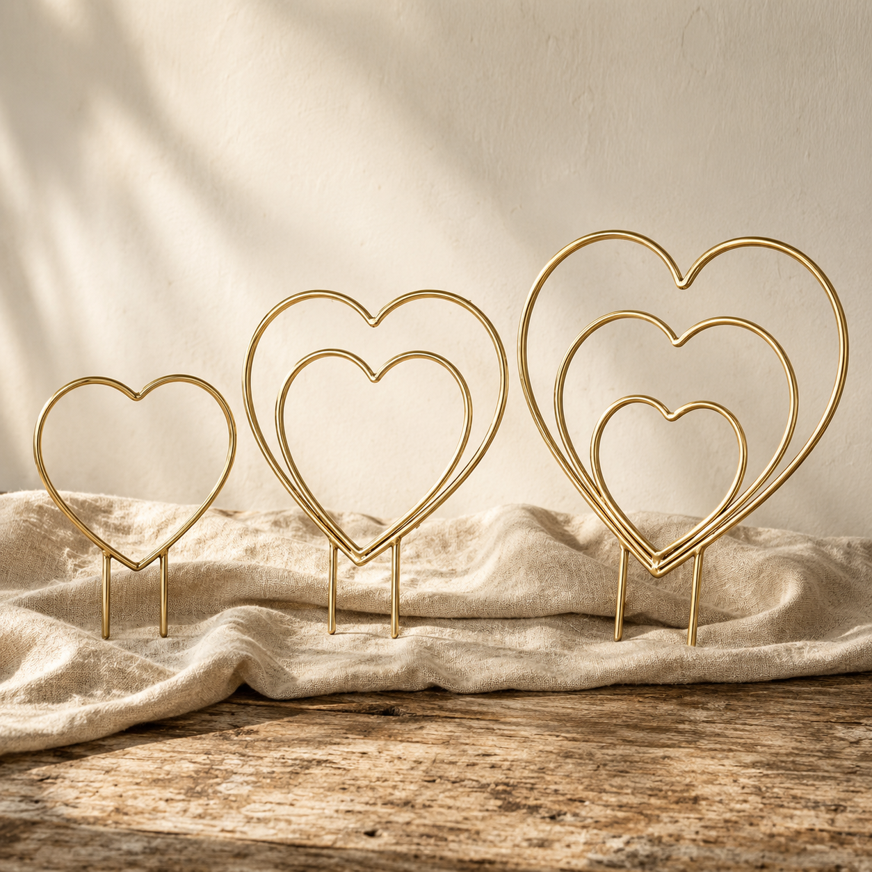 Gold Heart Indoor Plant Trellis Set of 3