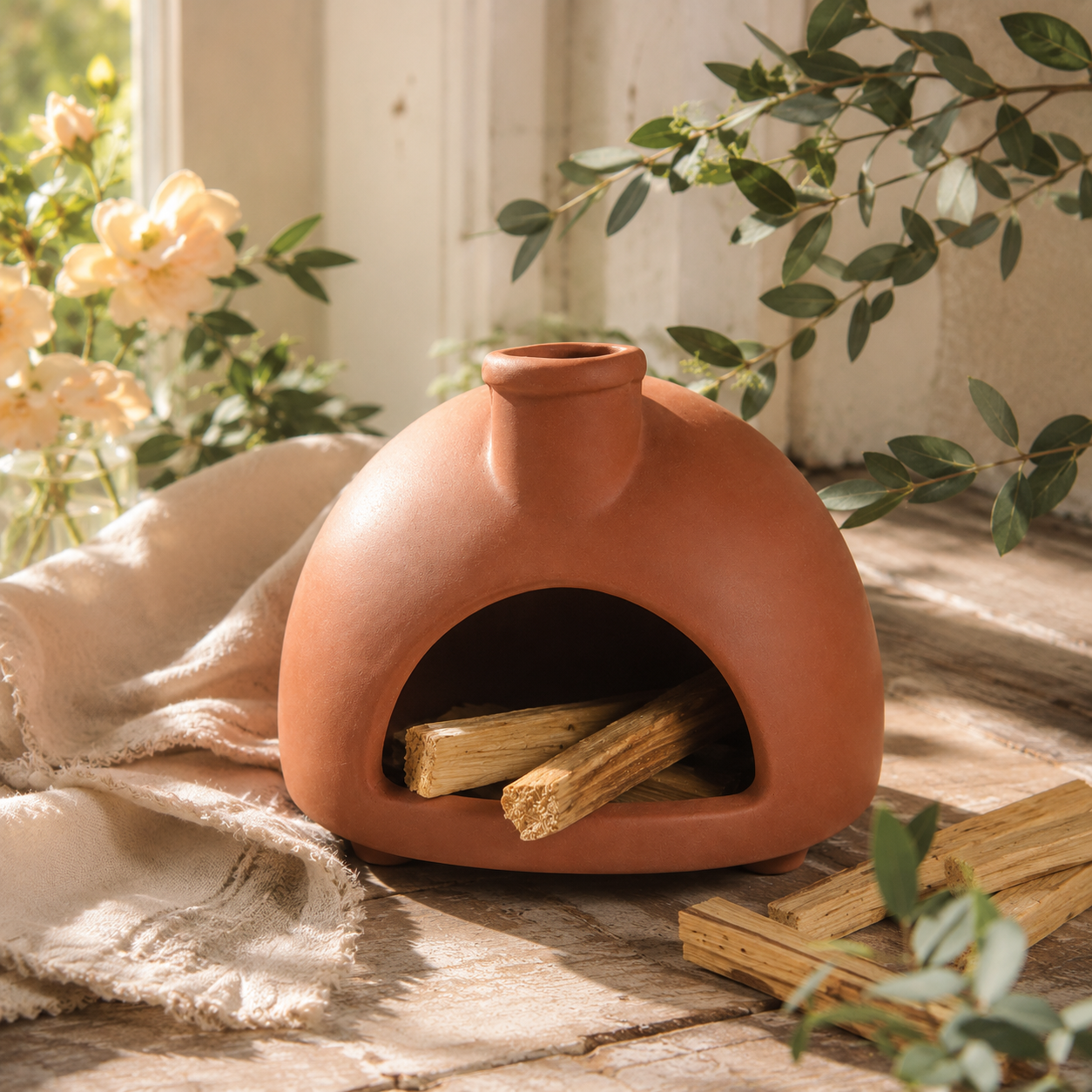 Terracotta Incense Holder, Chiminea Palo Santo Burner