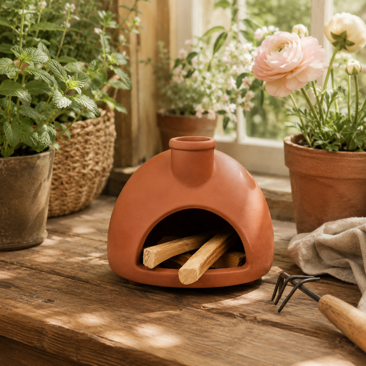 Terracotta Incense Holder, Chiminea Palo Santo Burner