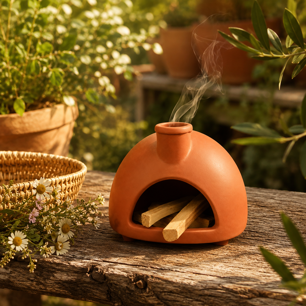 Terracotta Incense Holder, Chiminea Palo Santo Burner