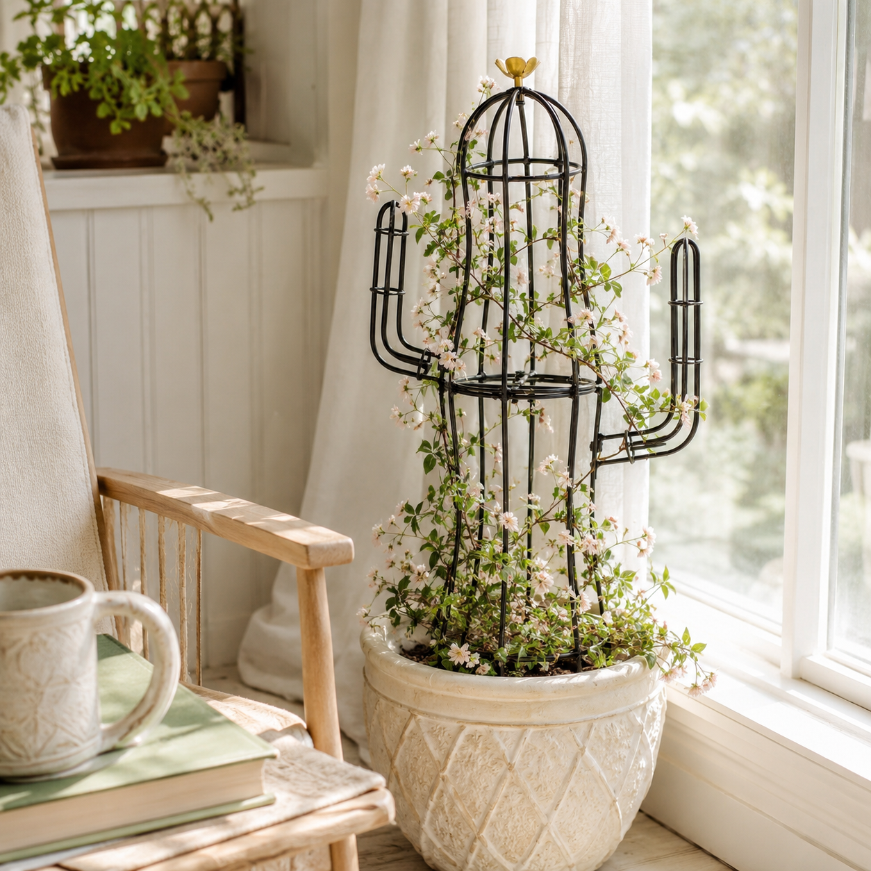 Cactus Metal Obelisk Trellis for Climbing Plants