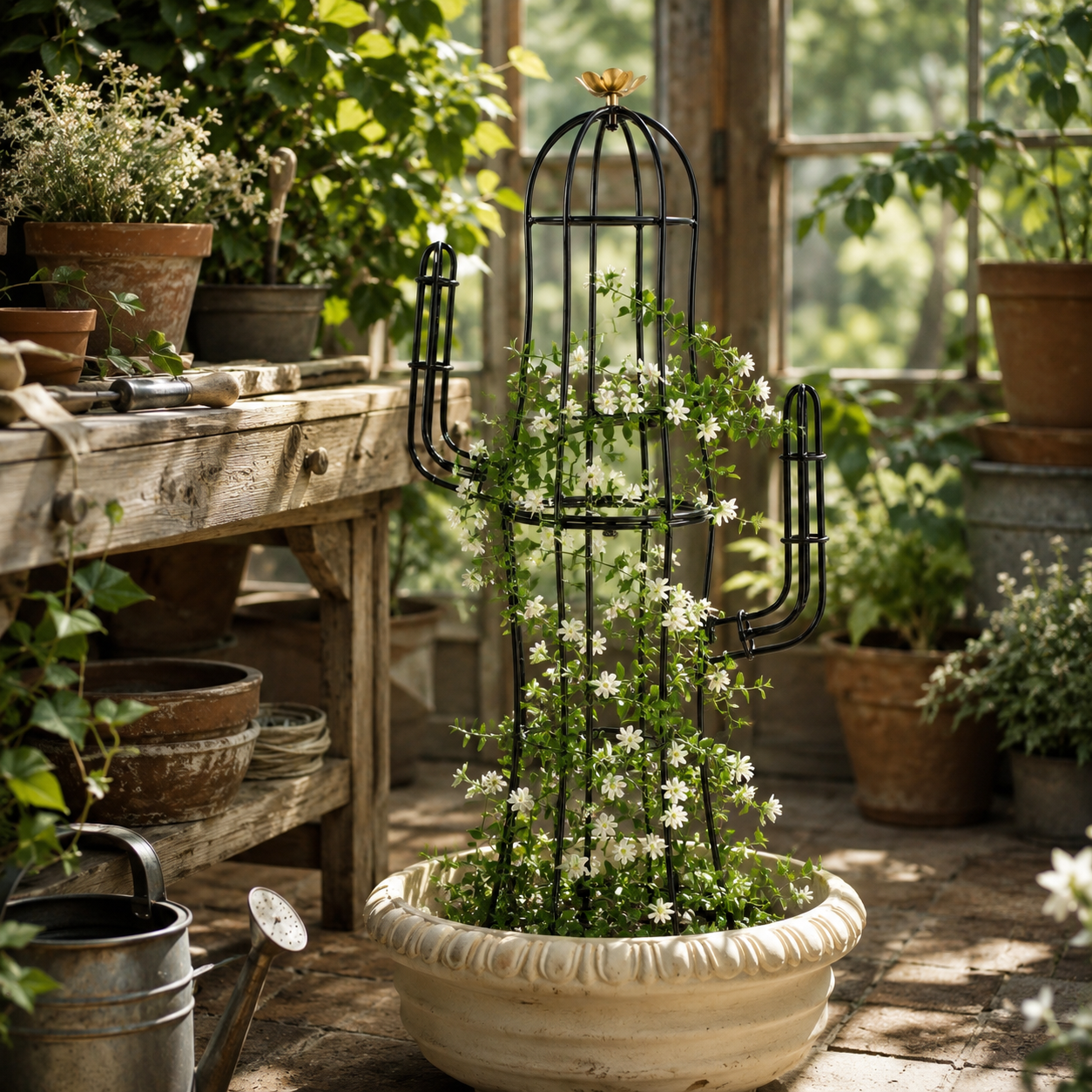 Cactus Metal Obelisk Trellis for Climbing Plants