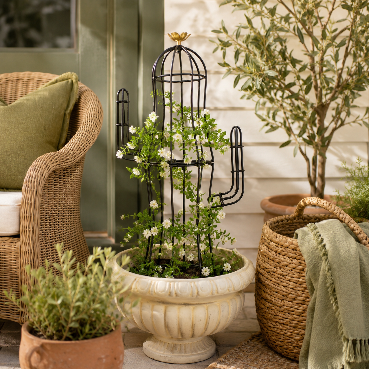 Cactus Metal Obelisk Trellis for Climbing Plants