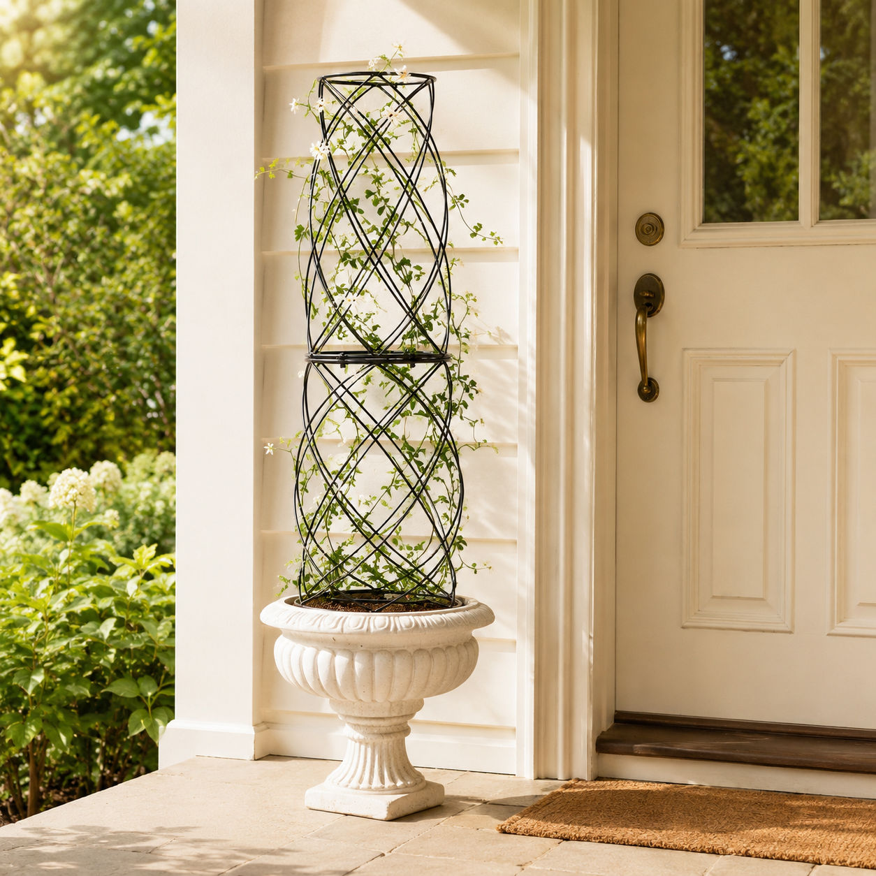 35-Inch Black Metal Garden Obelisk Trellis