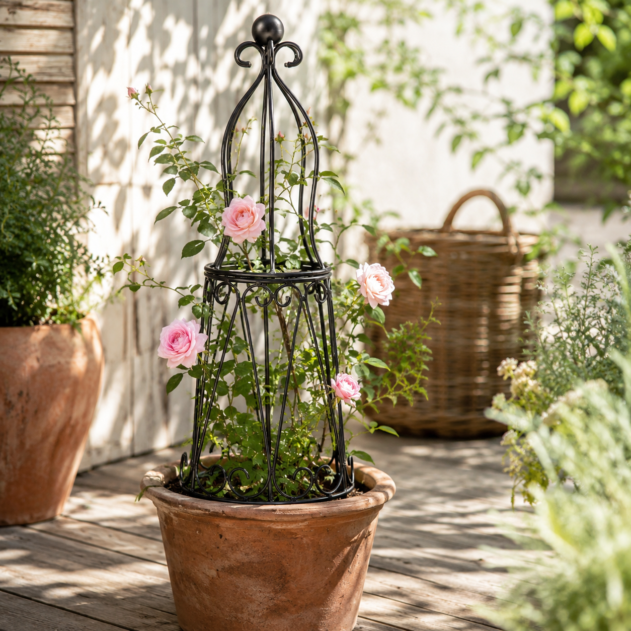 27.5-Inch Decorative Metal Obelisk Trellis for Potted Climbing Plants
