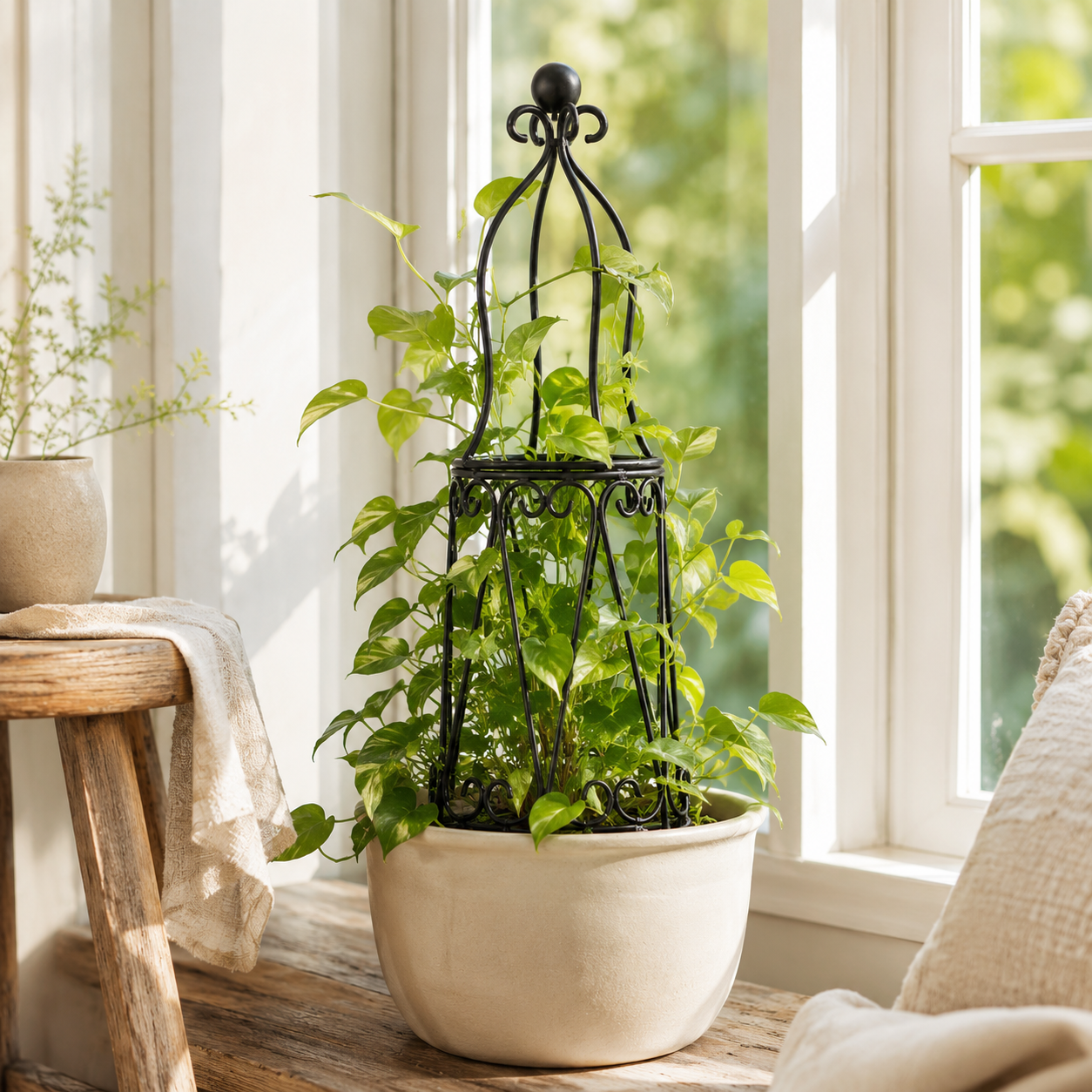 27.5-Inch Decorative Metal Obelisk Trellis for Potted Climbing Plants