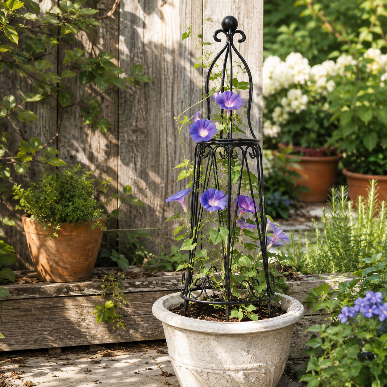 27.5-Inch Decorative Metal Obelisk Trellis for Potted Climbing Plants