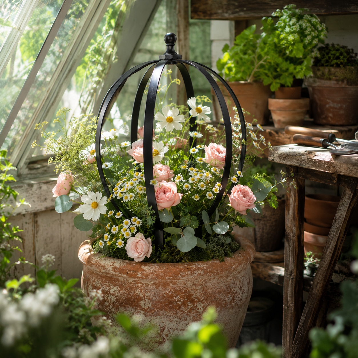 Metal Garden Orb Trellis for Potted Climbing Plants