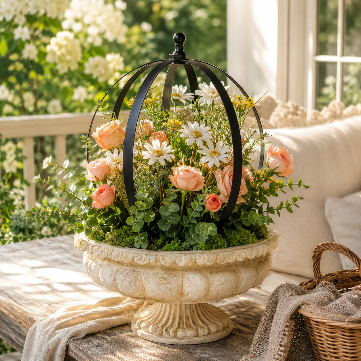 Metal Garden Orb Trellis for Potted Climbing Plants