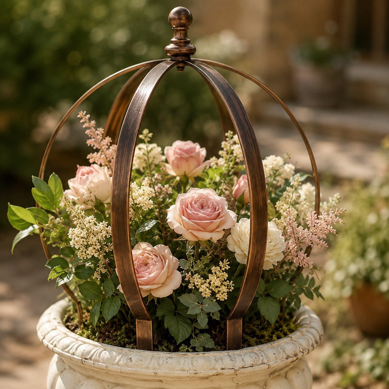 Metal Garden Orb Trellis for Potted Climbing Plants