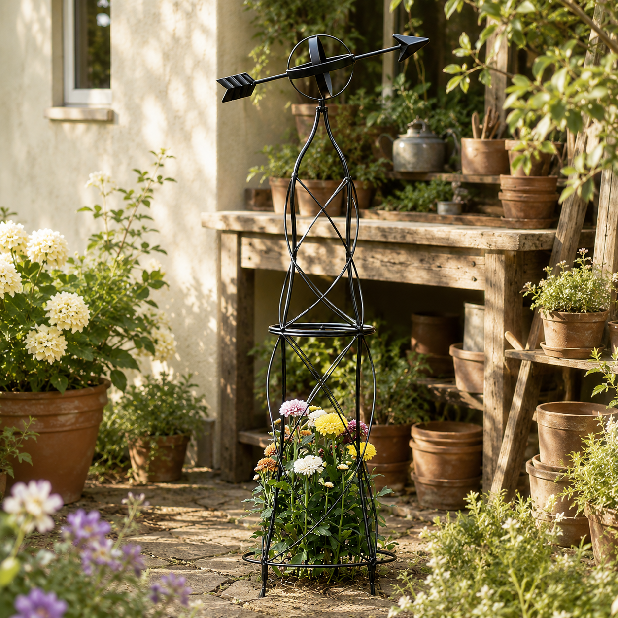 Arrow-Top Metal Garden Trellis for Vines & Roses