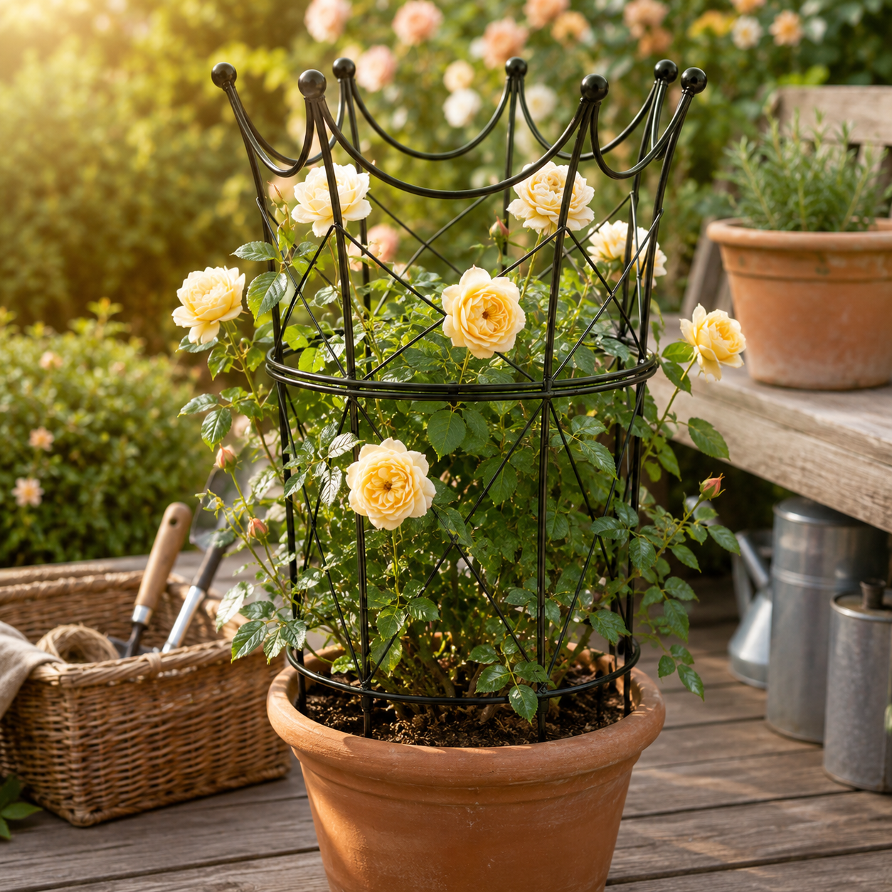 Elegant Black Metal Garden Obelisk for Indoor & Outdoor Plants