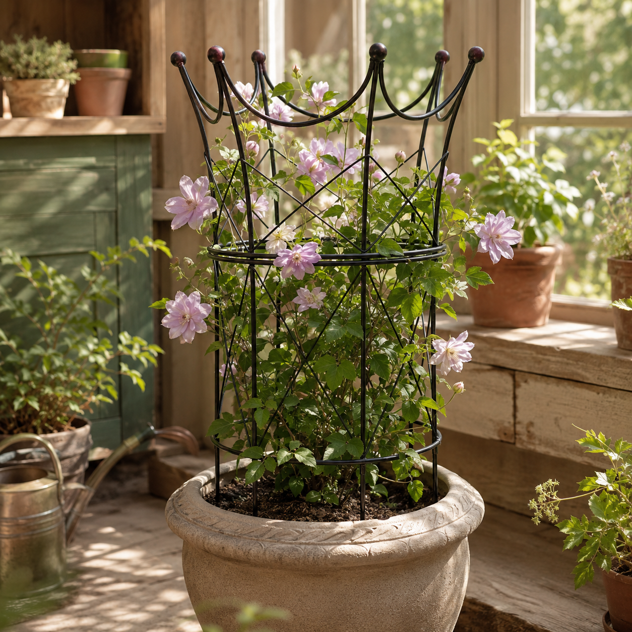 Elegant Black Metal Garden Obelisk for Indoor & Outdoor Plants
