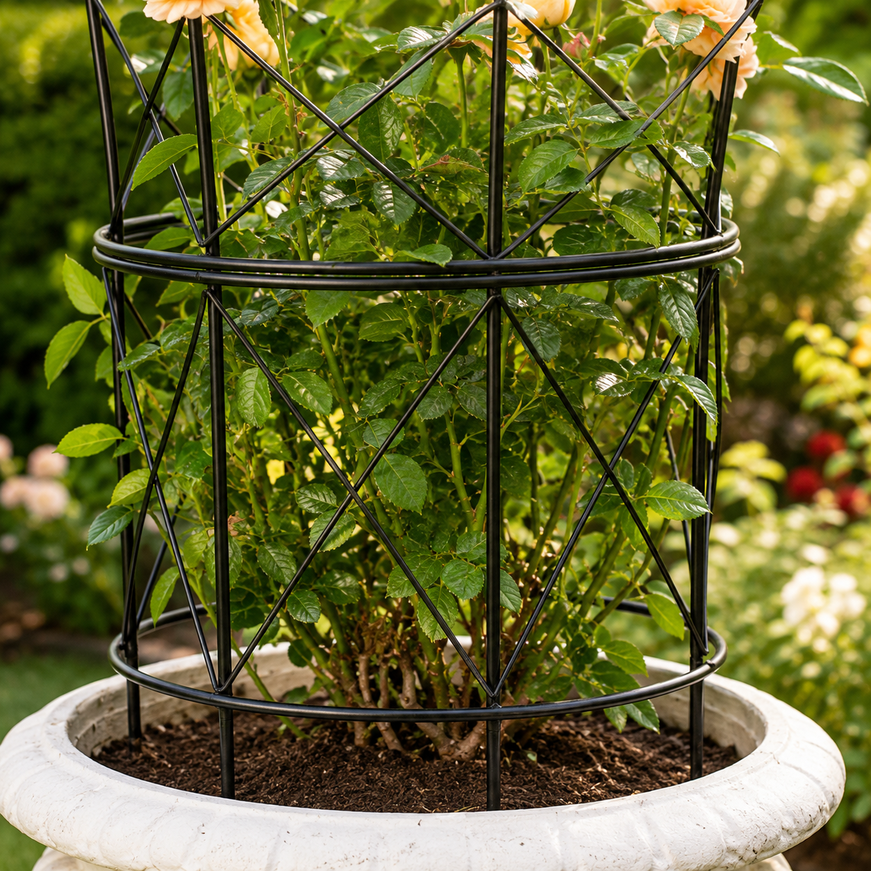 Elegant Black Metal Garden Obelisk for Indoor & Outdoor Plants
