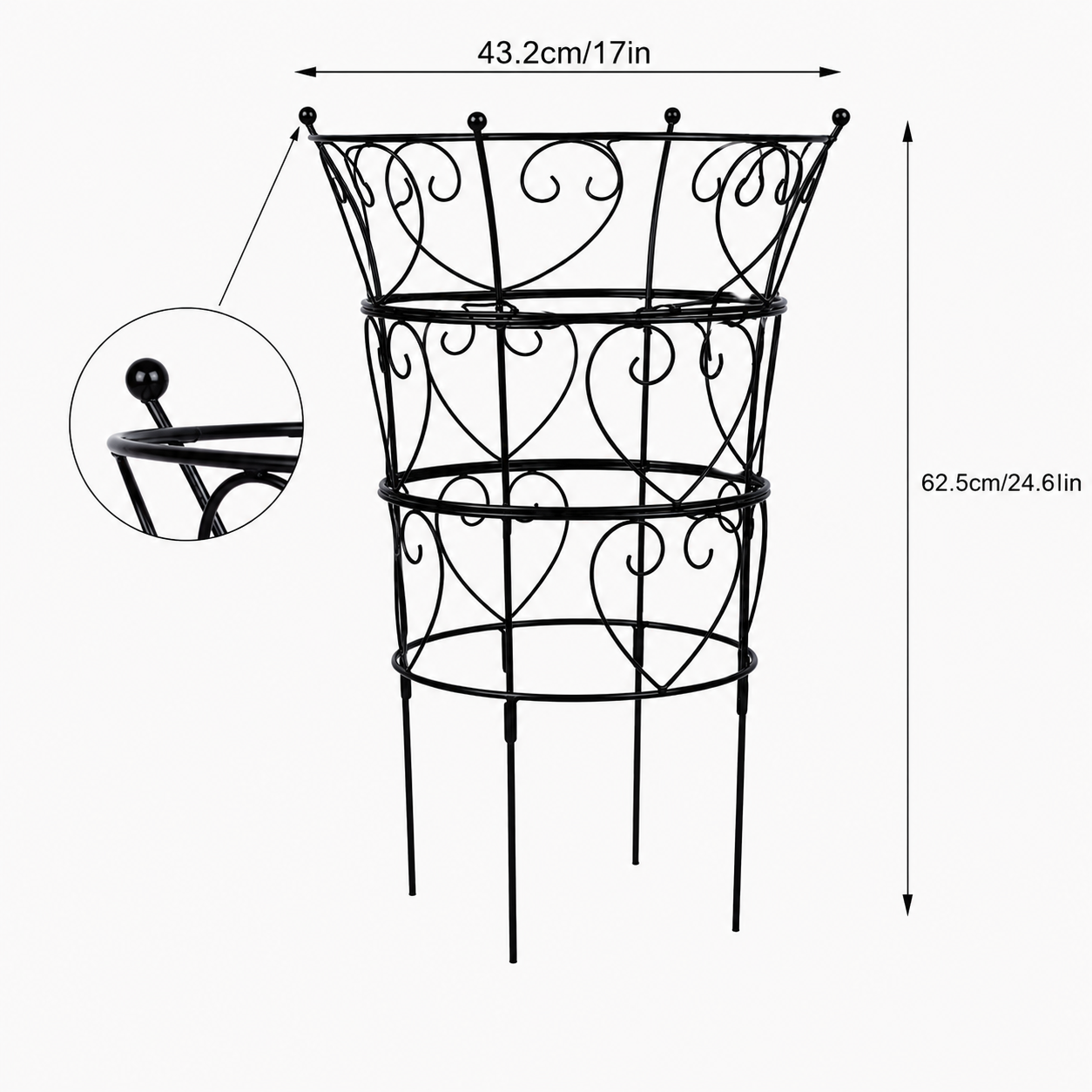 24.6-Inch Metal Obelisk Trellis for Peonies & Climbers