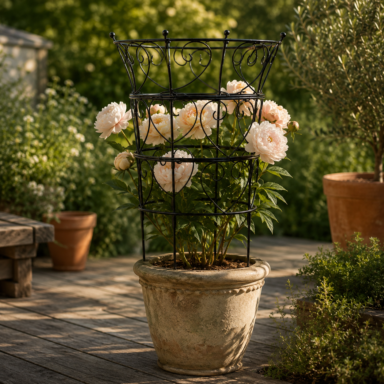 24.6-Inch Metal Obelisk Trellis for Peonies & Climbers