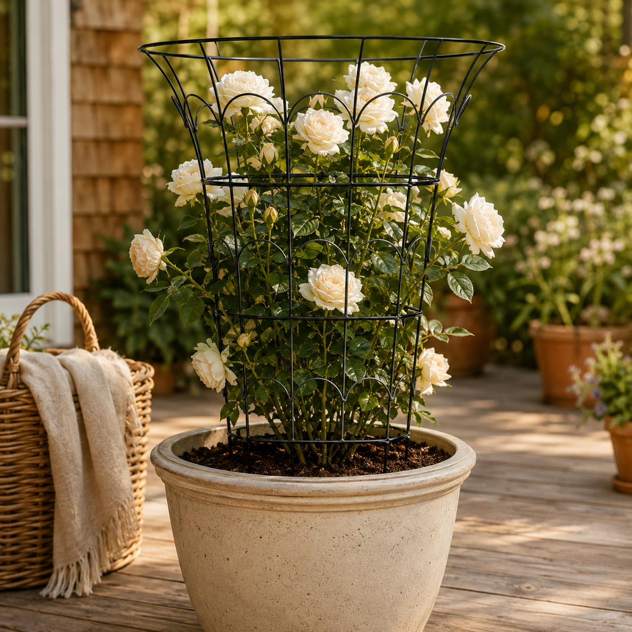 M-Shaped Metal Garden Support for Peonies & Vines
