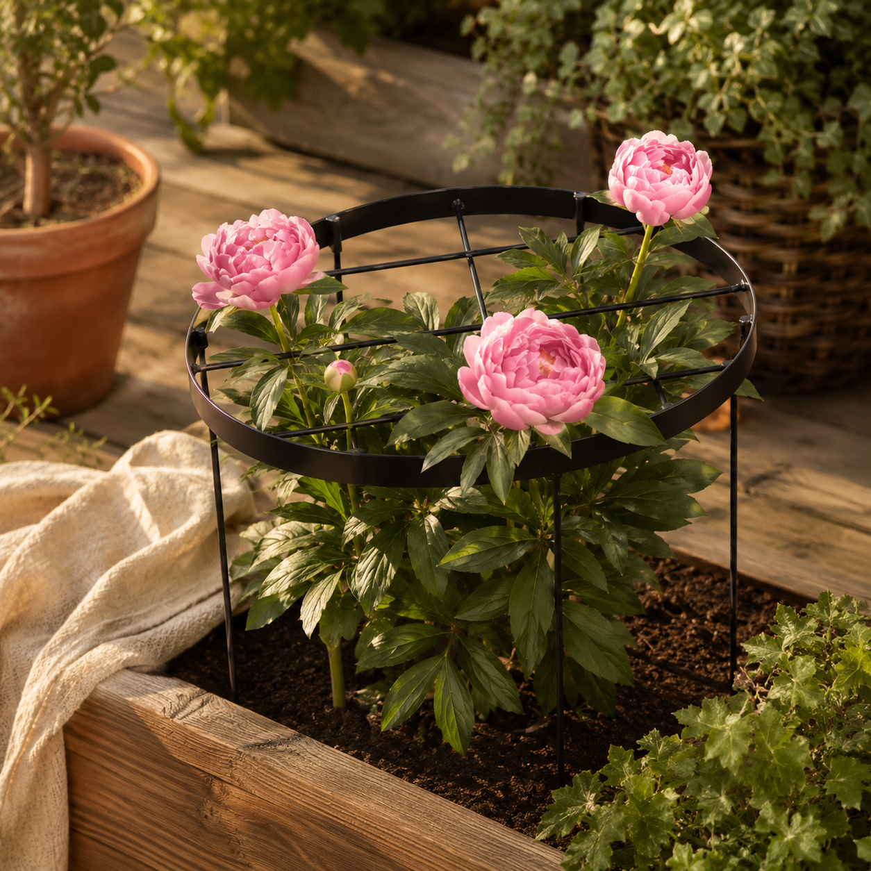 Large Round Plant Support Rings for Peonies & Garden Flowers