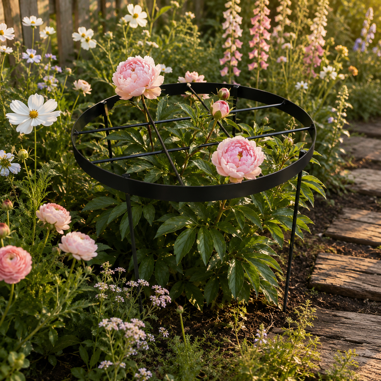 Large Round Plant Support Rings for Peonies & Garden Flowers
