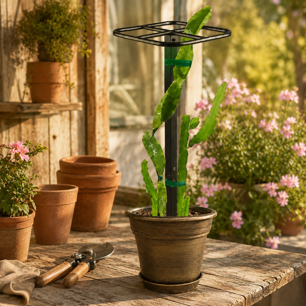Black Metal Dragon Fruit Trellis – 1 or 2 Pack, Multiple Heights