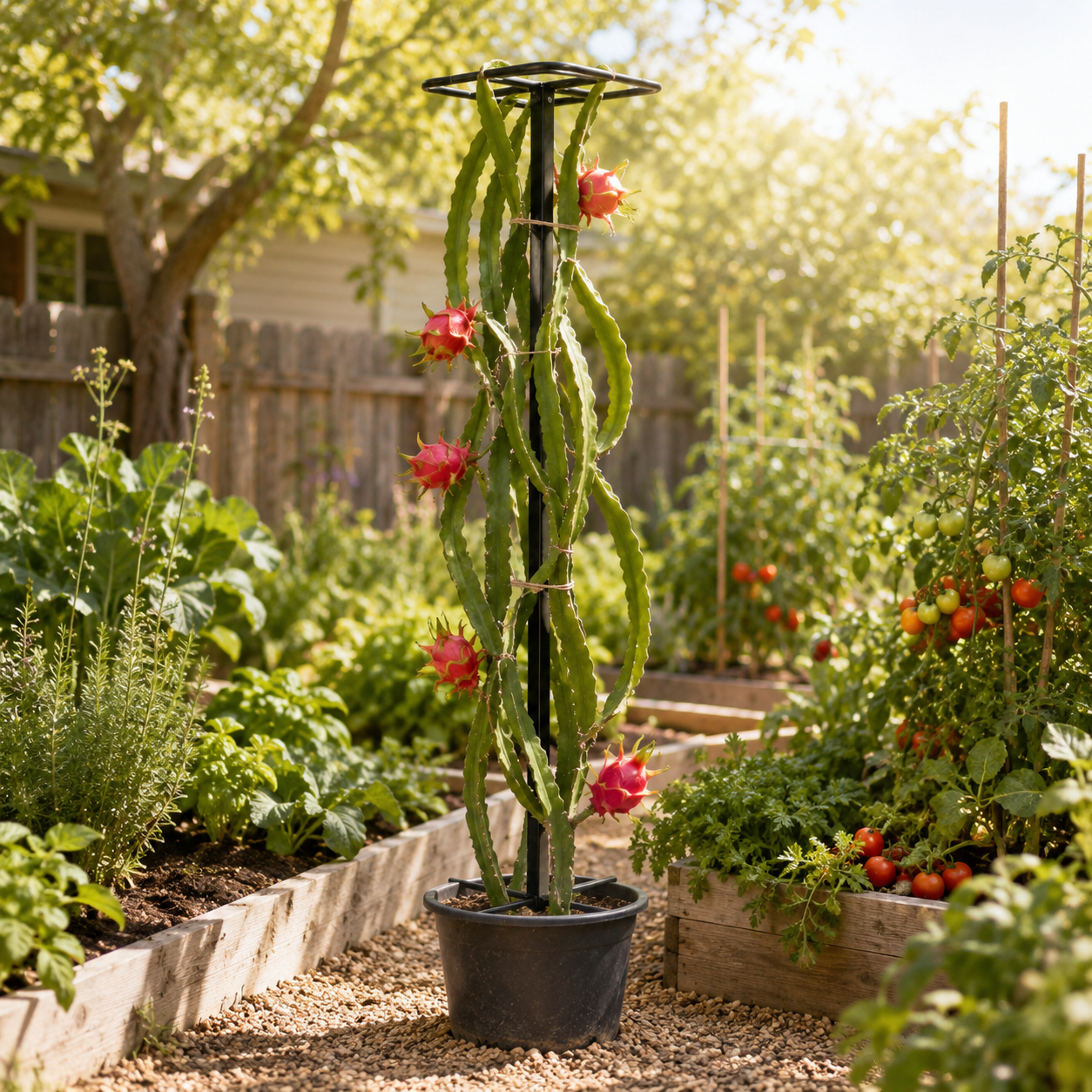 Black Metal Dragon Fruit Trellis – 1 or 2 Pack, Multiple Heights