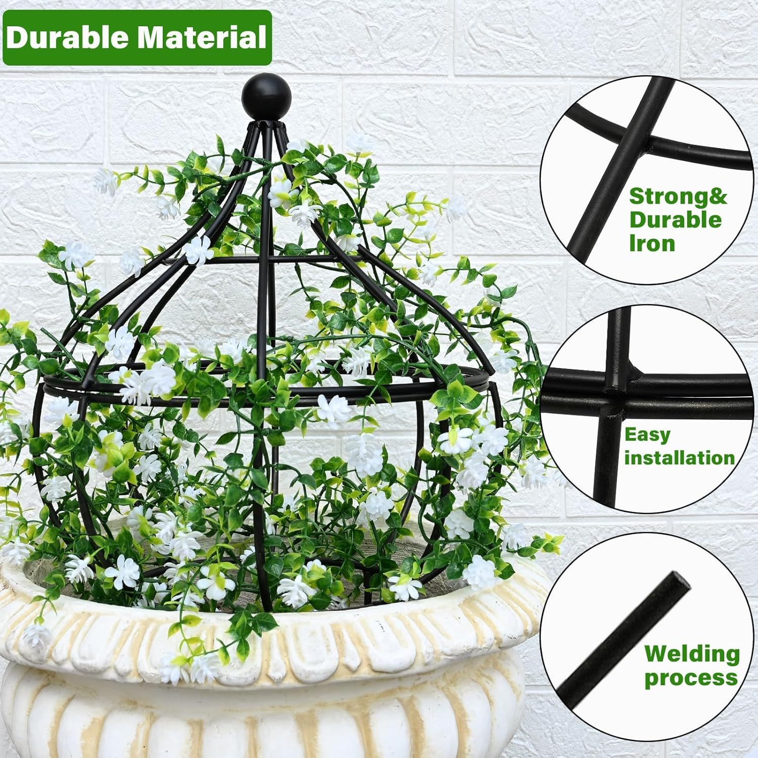 12x8.1in Metal Obelisk Trellis - Patented Climbing Plant Support-MOUGIGI