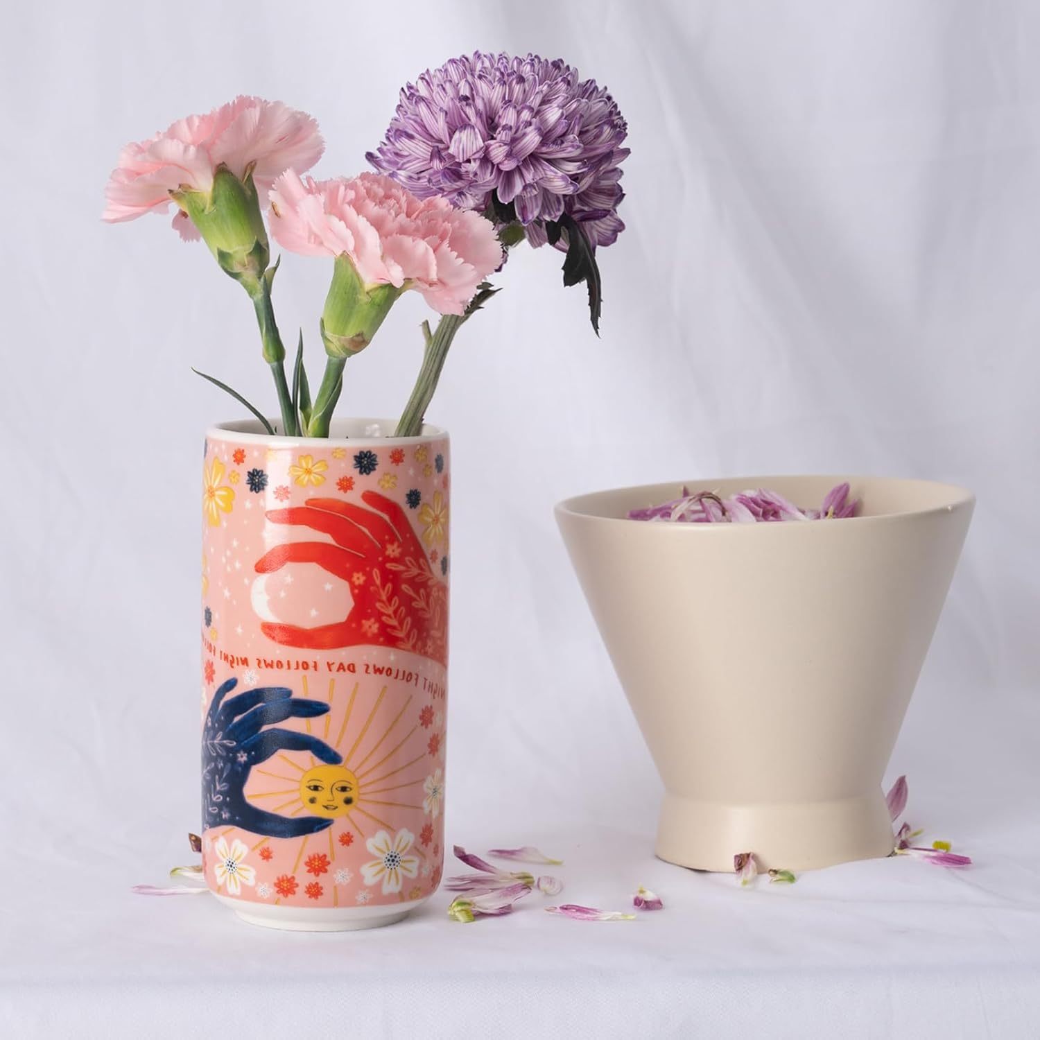 Hands Holding Sun/Moon Vase - Artistic Ceramic Home Decor-MOUGIGI