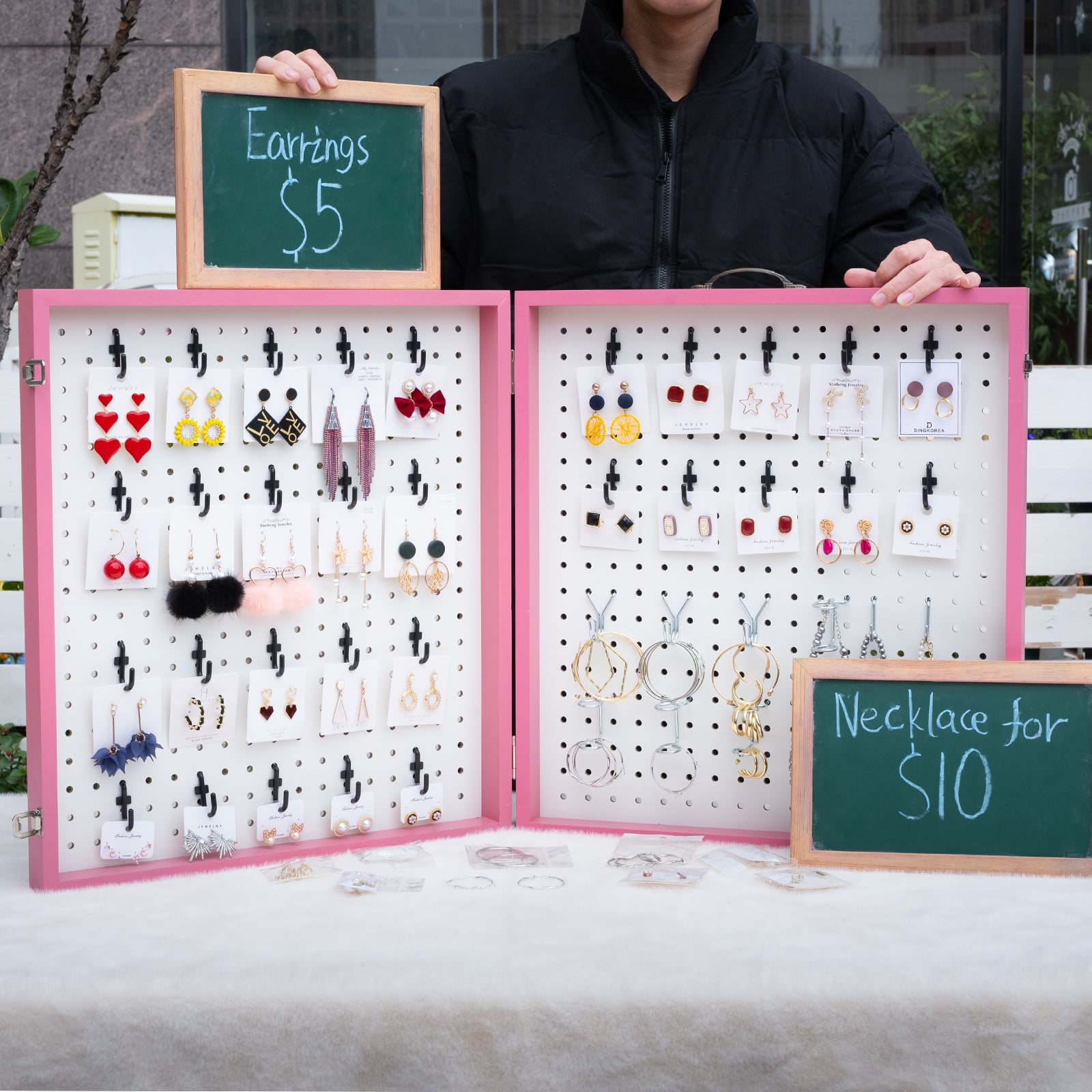 Portable Wood Earring Display for Vendor Events & Markets-MOUGIGI