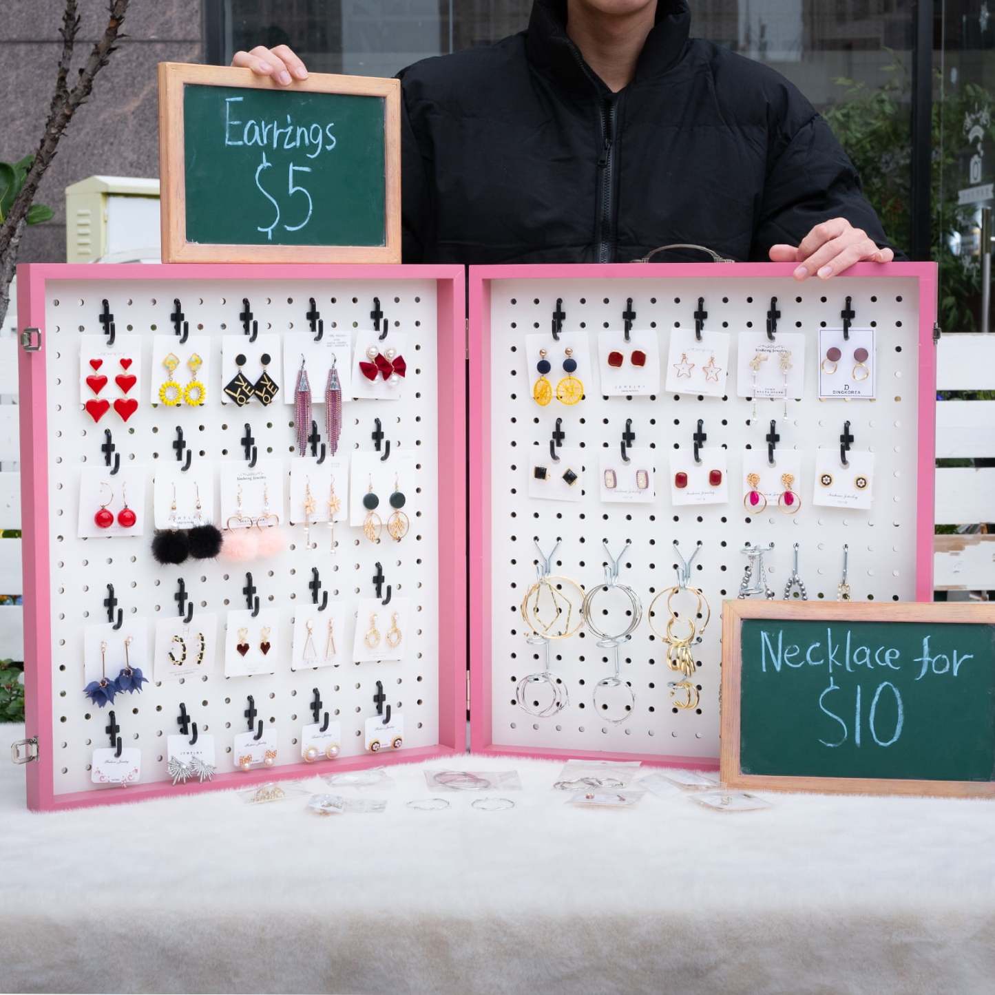 Portable Wood Earring Display for Vendor Events & Markets-MOUGIGI