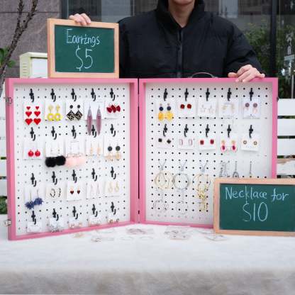 Portable Wood Earring Display for Vendor Events & Markets-MOUGIGI