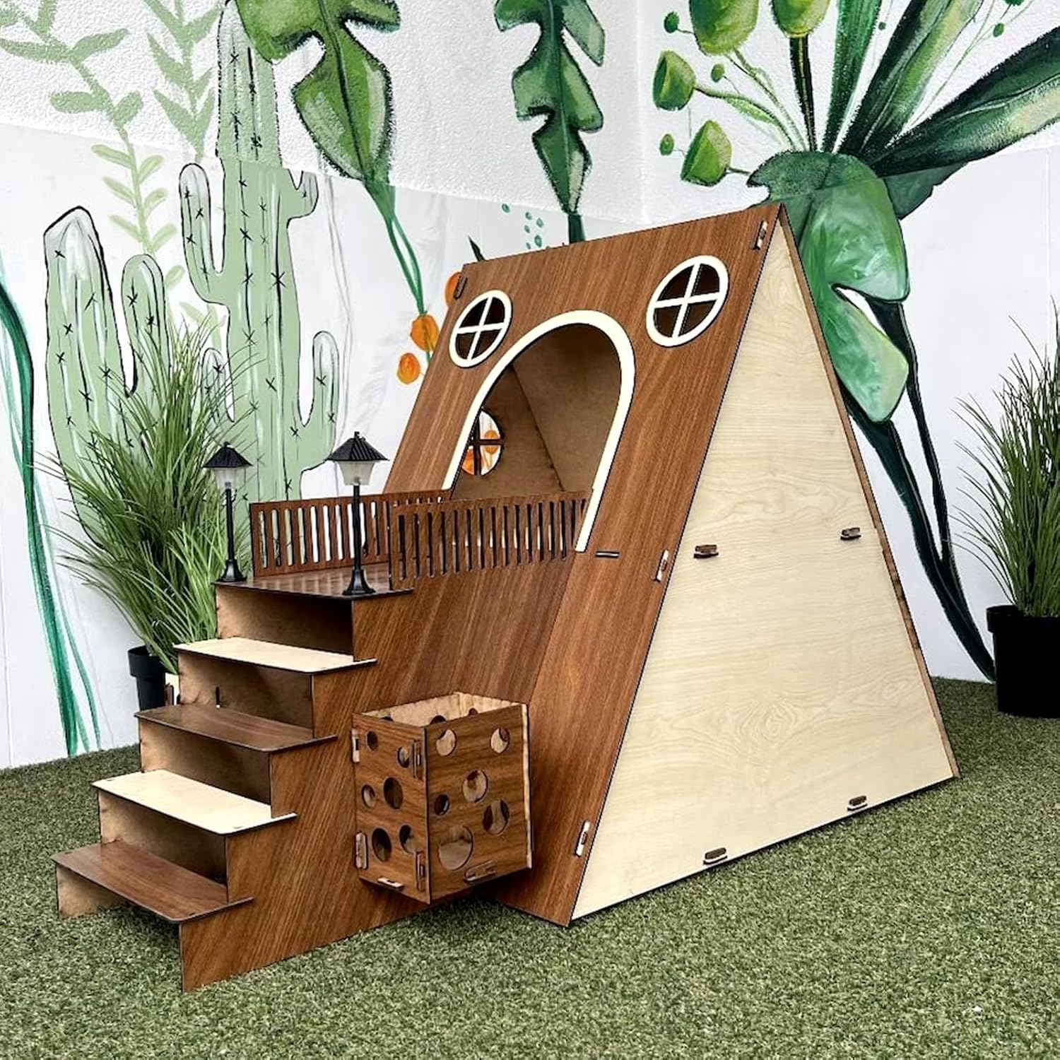 Large Modern Rabbit House - 2-Story Wooden Bunny Habitat-MOUGIGI