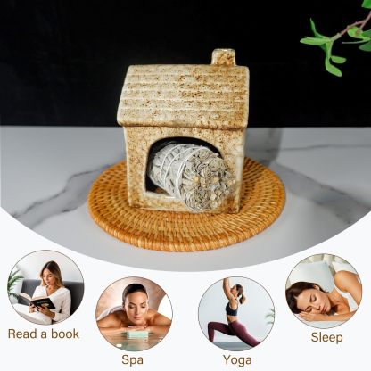 Brown House Ceramic Incense Burner for Palo Santo & Sage-MOUGIGI