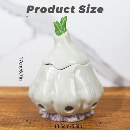 Ceramic Garlic Keeper with Lid - Breathable Freshness Storage