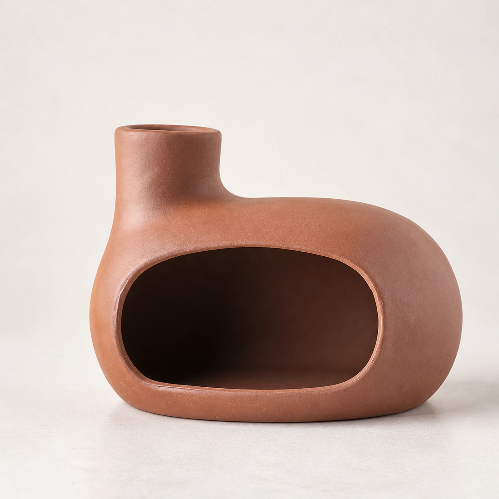 Auburn red Classic Ceramic Palo Santo & Sage Burner, clean front view showing the ceramic chamber and top vent.