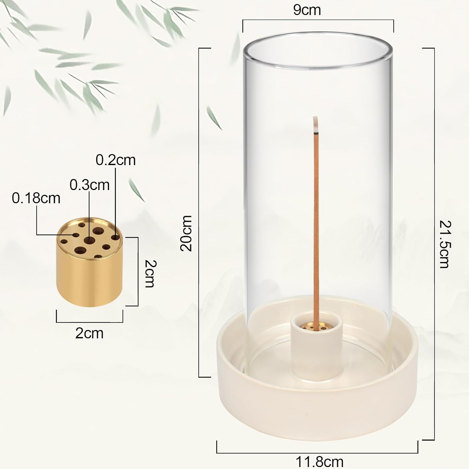 9-Hole Ceramic Incense Burner with Removable Glass Cover-MOUGIGI